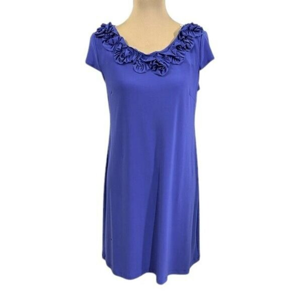 MSK Dress Size 14P 14 Petite Purple Cap Sleeve Stretch - Picture 1 of 11